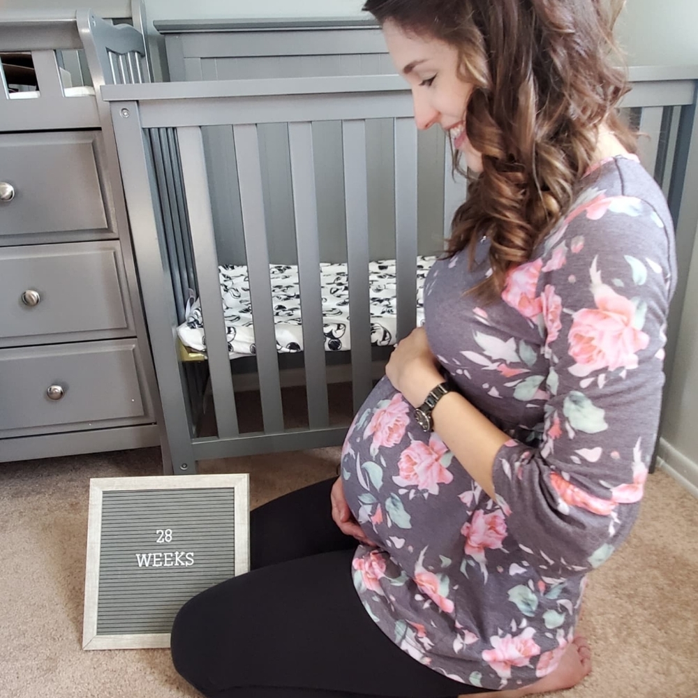 Grey Floral 3/4th Sleeve Maternity Tunic